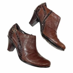 Clarks Bendables Brown Croc Leather Ankle Booties